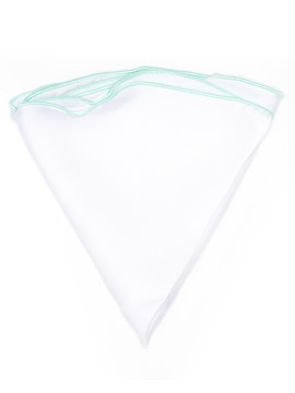 White Silk/Aquamarine Trim Silk Pocket Circle